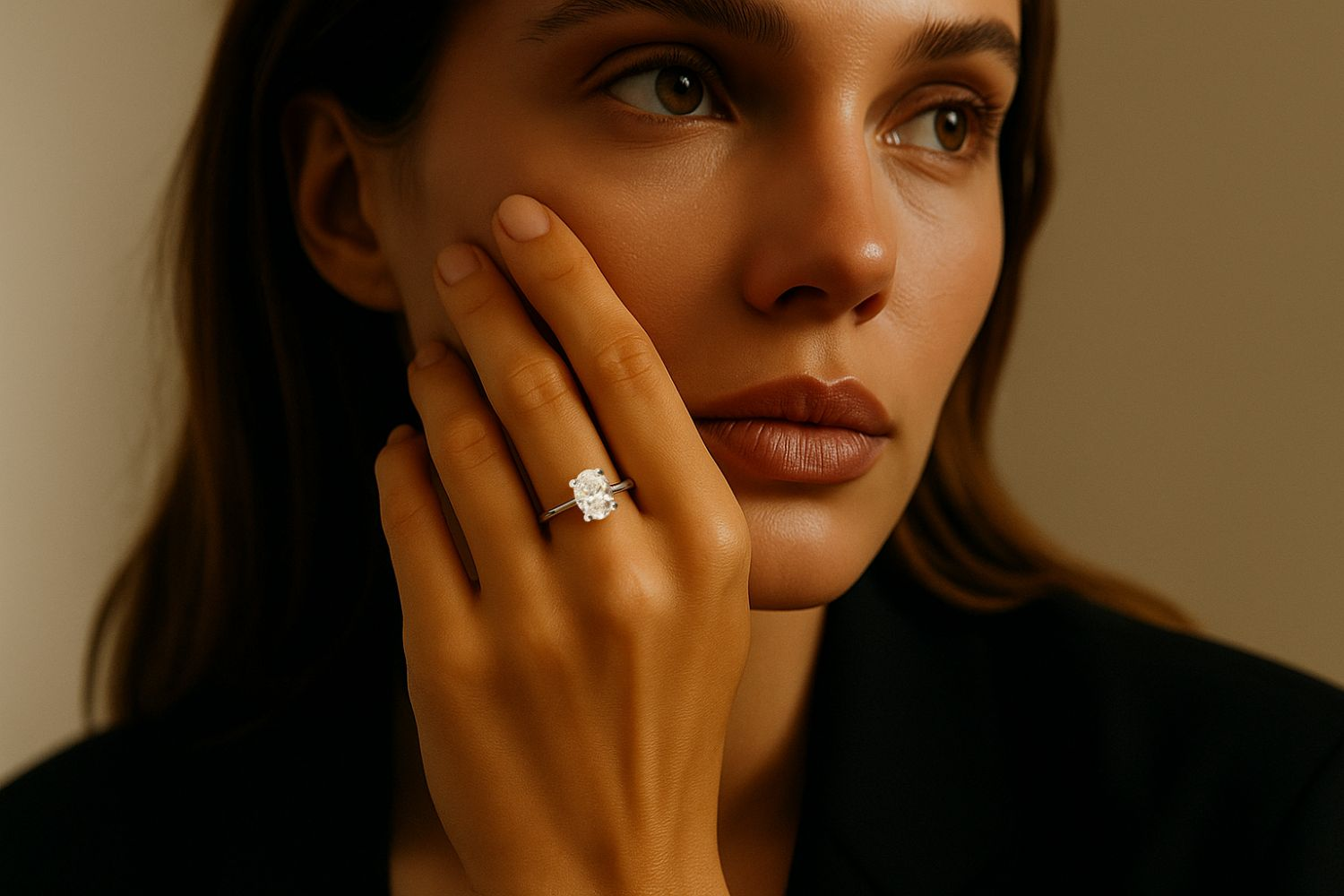 Anillos de compromiso con diamante central Oval