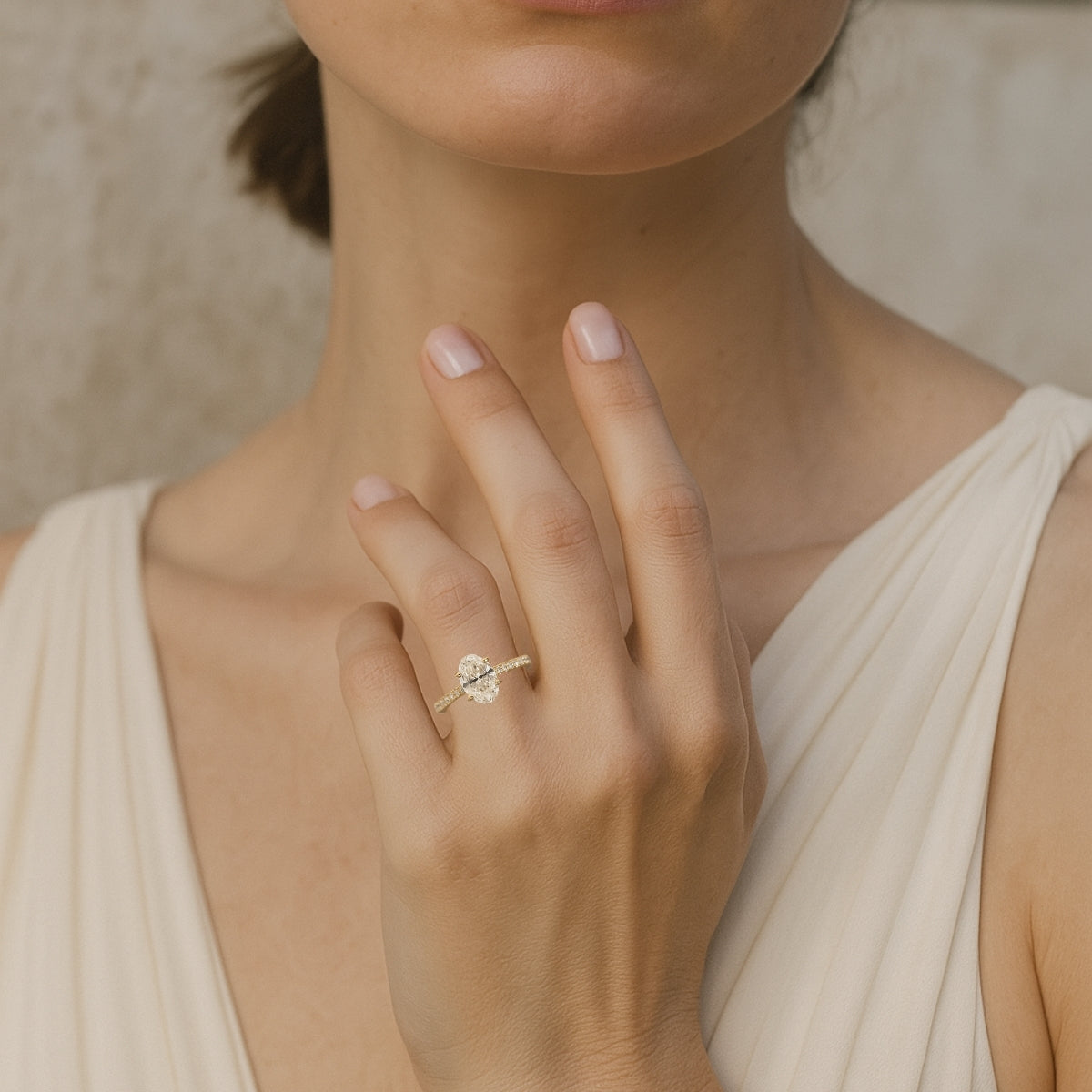 Anillo de Compromiso Adamas con diamante creado Central Oval