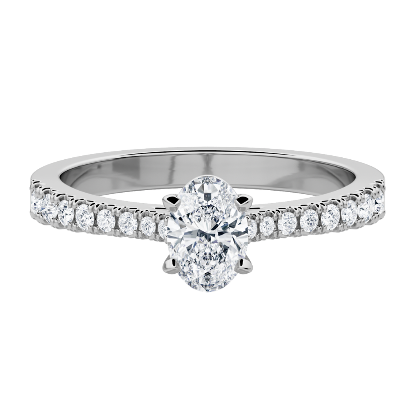 Bague de fiançailles Adamas avec diamant synthétique ovale central