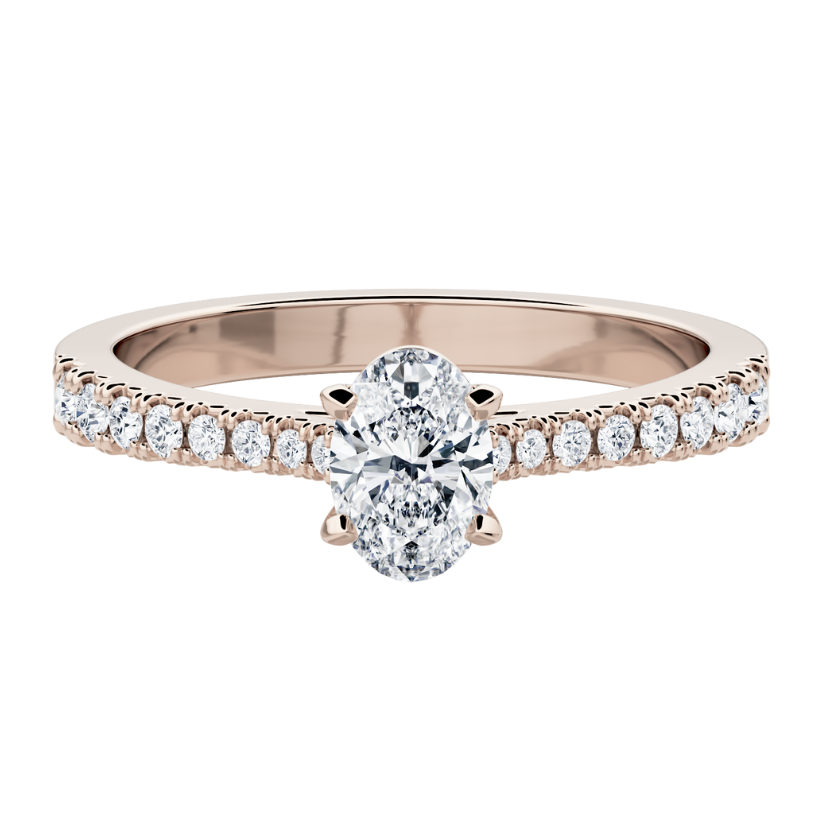 Bague de fiançailles Adamas avec diamant synthétique ovale central
