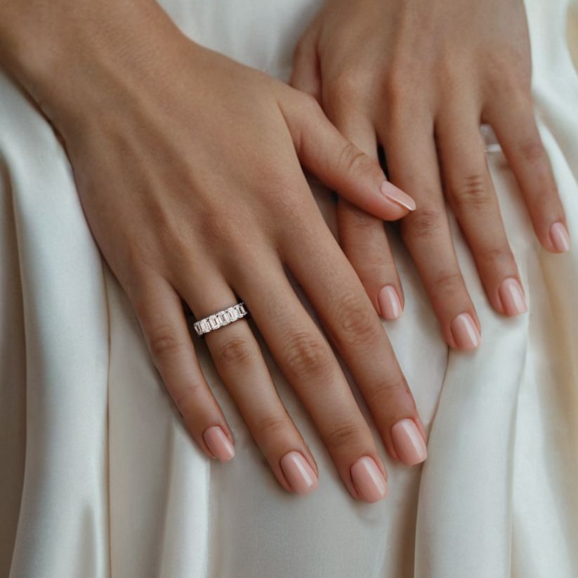 Moeraki Wedding Ring with Created Diamonds