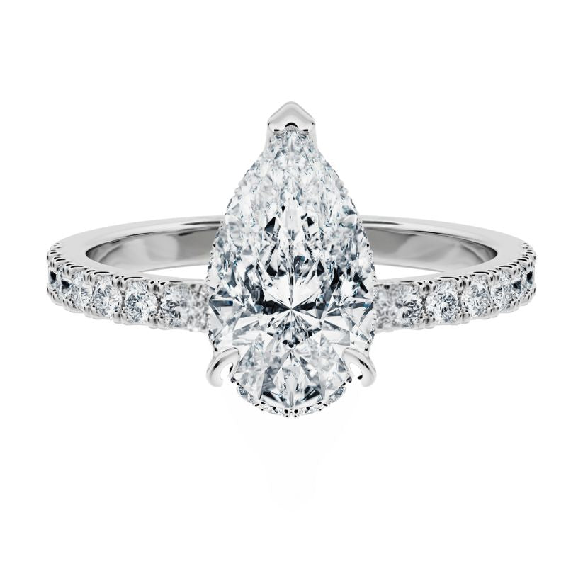 Anillo de compromiso Diana con diamante central creado Perilla · entrega rápida