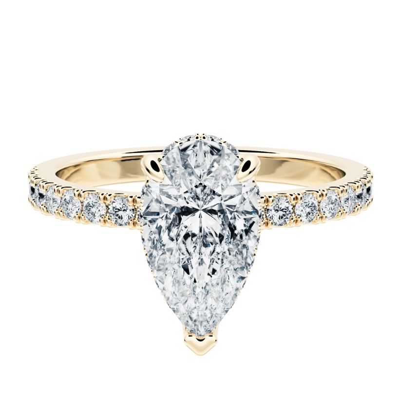 Anillo de compromiso Diana con diamante central creado Perilla