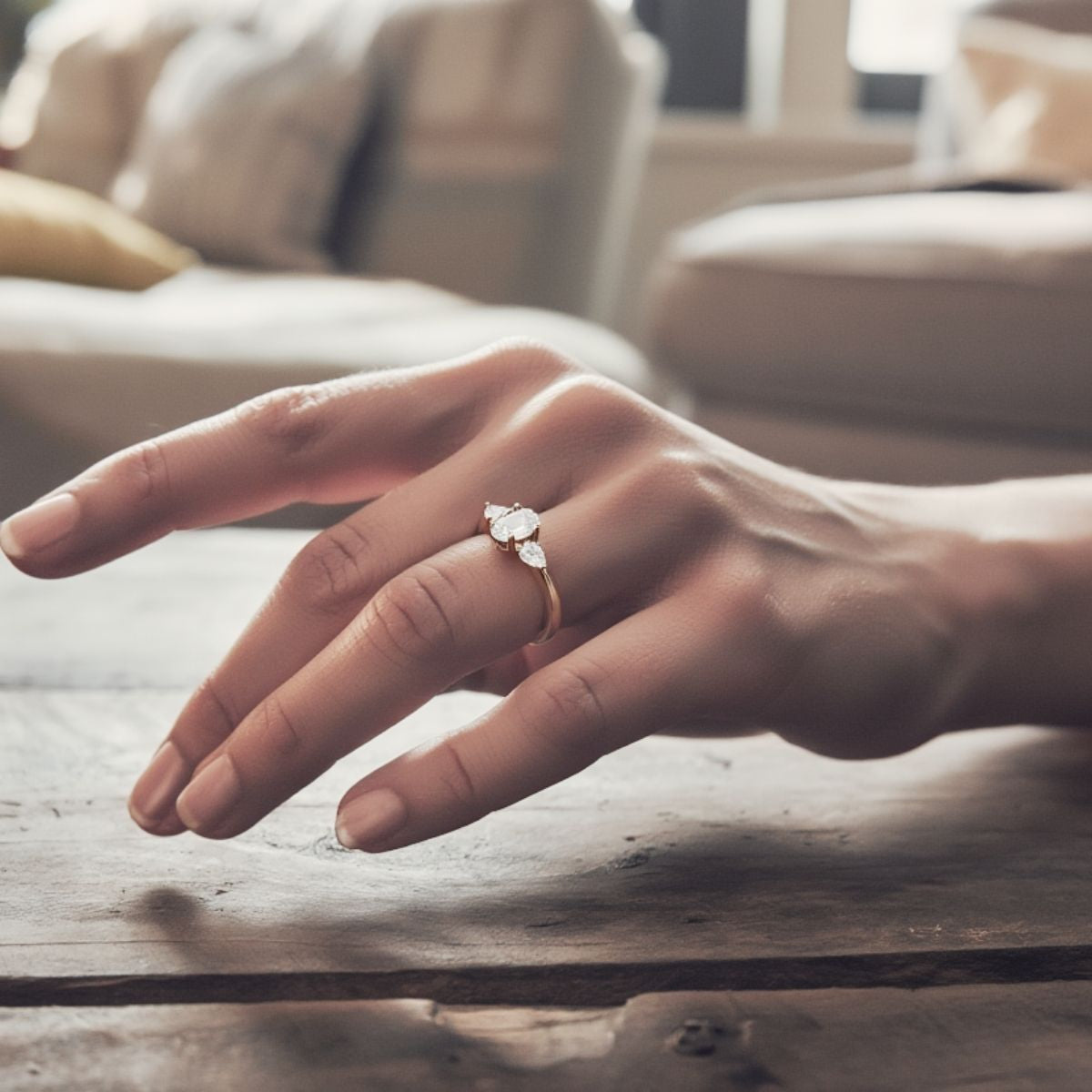 Anillo de Compromiso Drago Oval con Diamantes creados