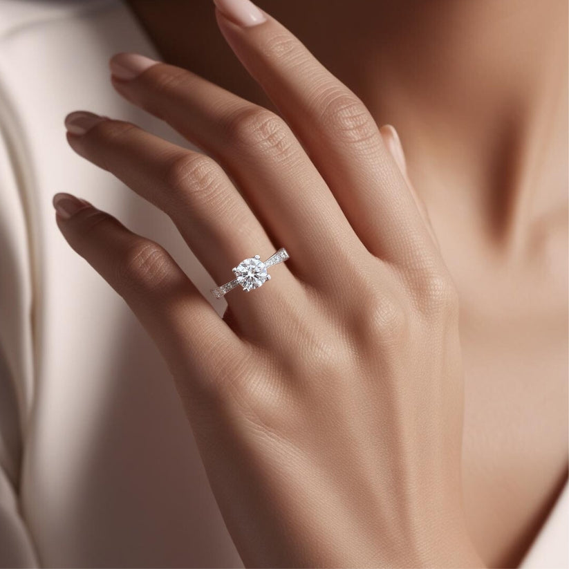 Gregal Engagement Ring with Created Diamonds