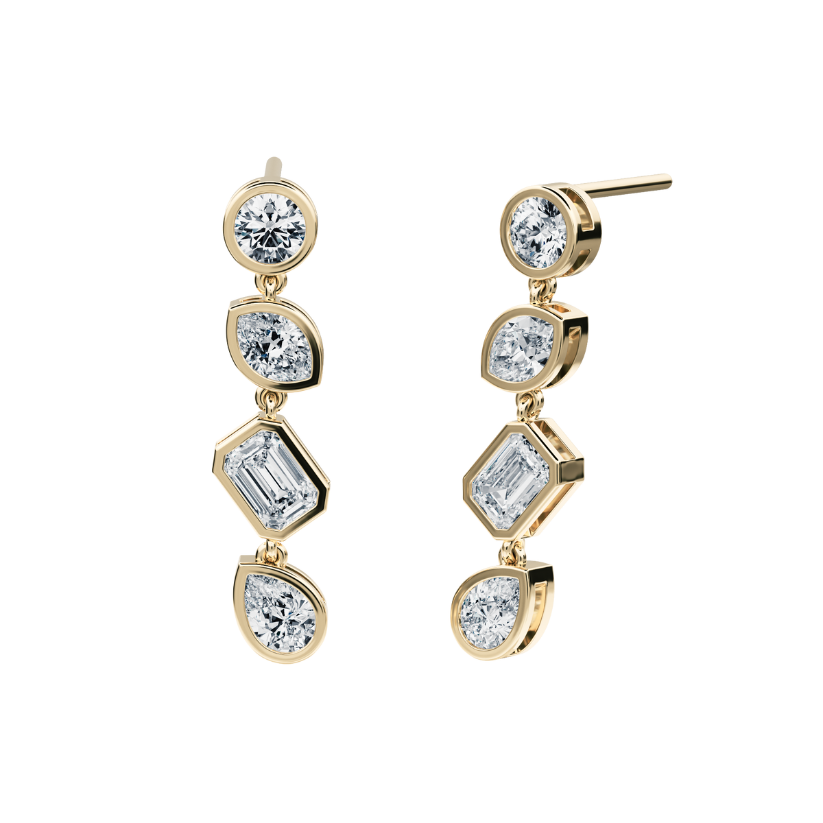 Pendientes Largos Harmony con diamantes creados