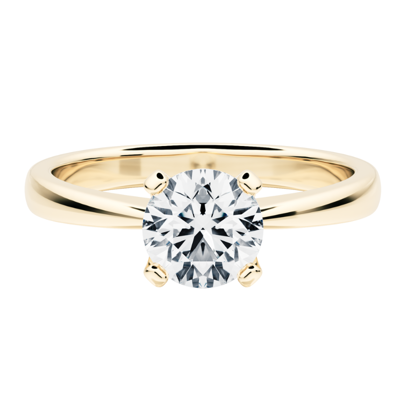 Bague de fiançailles solitaire Iris avec diamant synthétique et or 18 carats