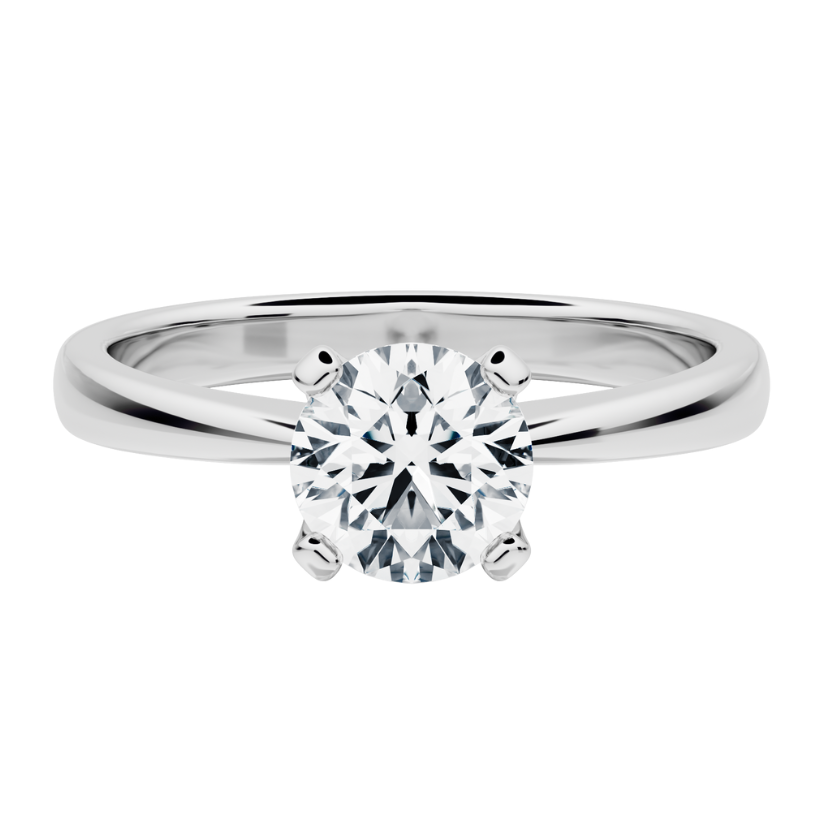 Bague de fiançailles solitaire Iris avec diamant synthétique et or 18 carats