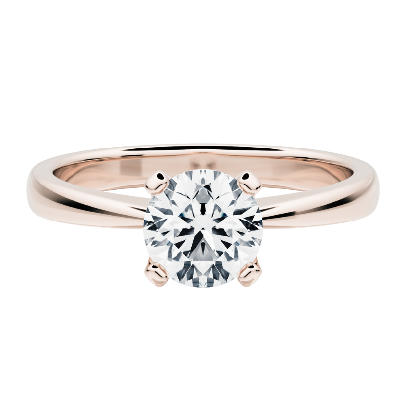 Bague de fiançailles solitaire Iris avec diamant synthétique et or 18 carats