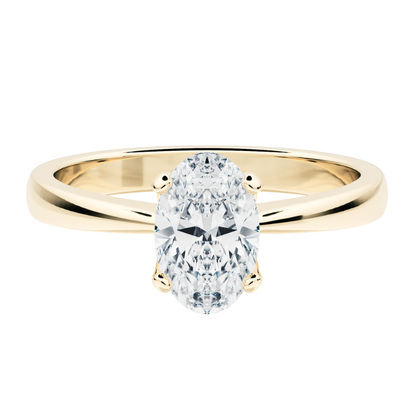 Bague de fiançailles solitaire Iris avec diamant synthétique et or 18 carats
