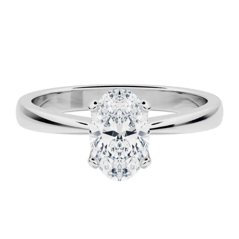 Bague de fiançailles solitaire Iris avec diamant synthétique et or 18 carats
