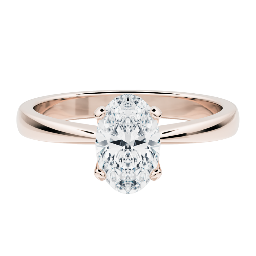 Bague de fiançailles solitaire Iris avec diamant synthétique et or 18 carats