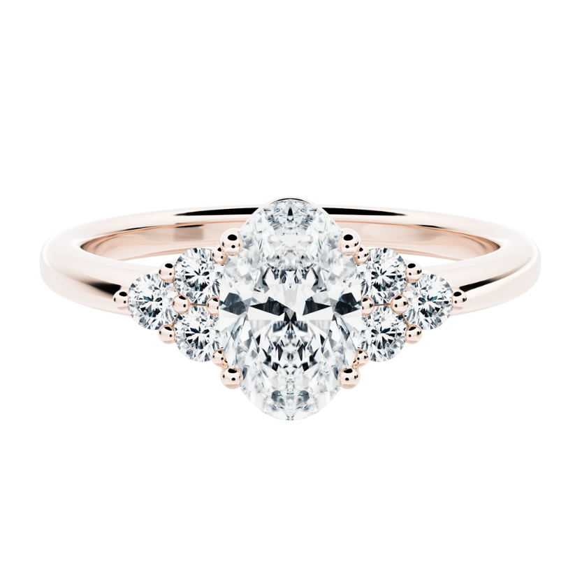 Bague de fiançailles Diana avec diamant central Oval de laboratoire