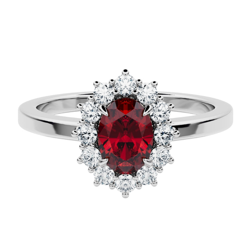 Anillo de compromiso Kate Rubí con Diamantes creados