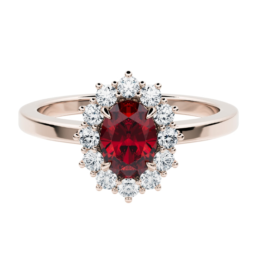 Anillo de compromiso Kate Rubí con Diamantes creados