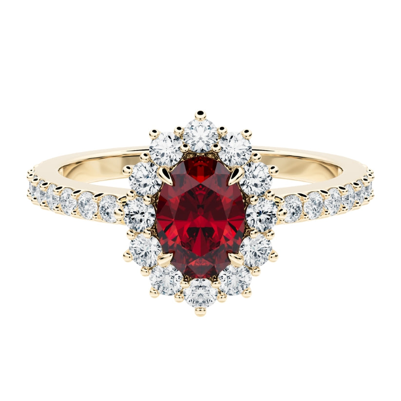 Anillo de compromiso Acompañado Kate Rubí con Diamantes creados