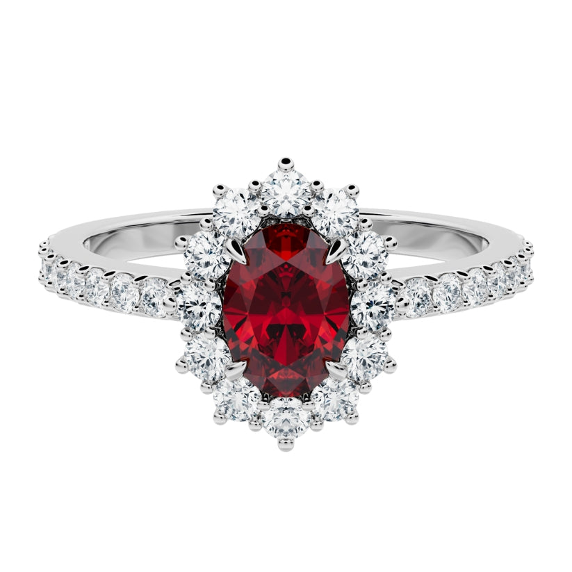 Anillo de compromiso Acompañado Kate Rubí con Diamantes creados