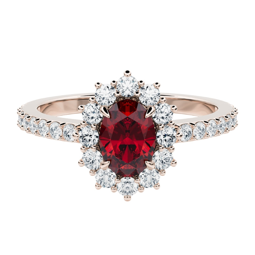 Anillo de compromiso Acompañado Kate Rubí con Diamantes creados