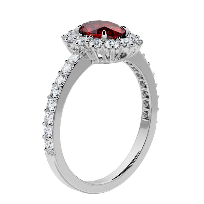 Anillo de compromiso Acompañado Kate Rubí con Diamantes creados