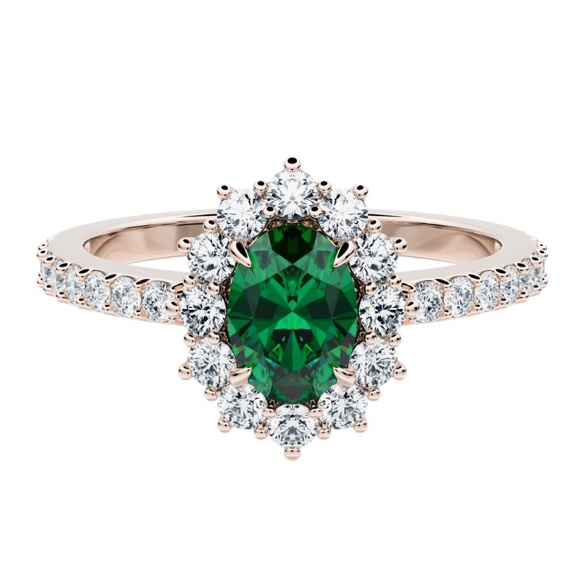 Anillo de compromiso Acompañado Kate Esmeralda con Diamantes creados