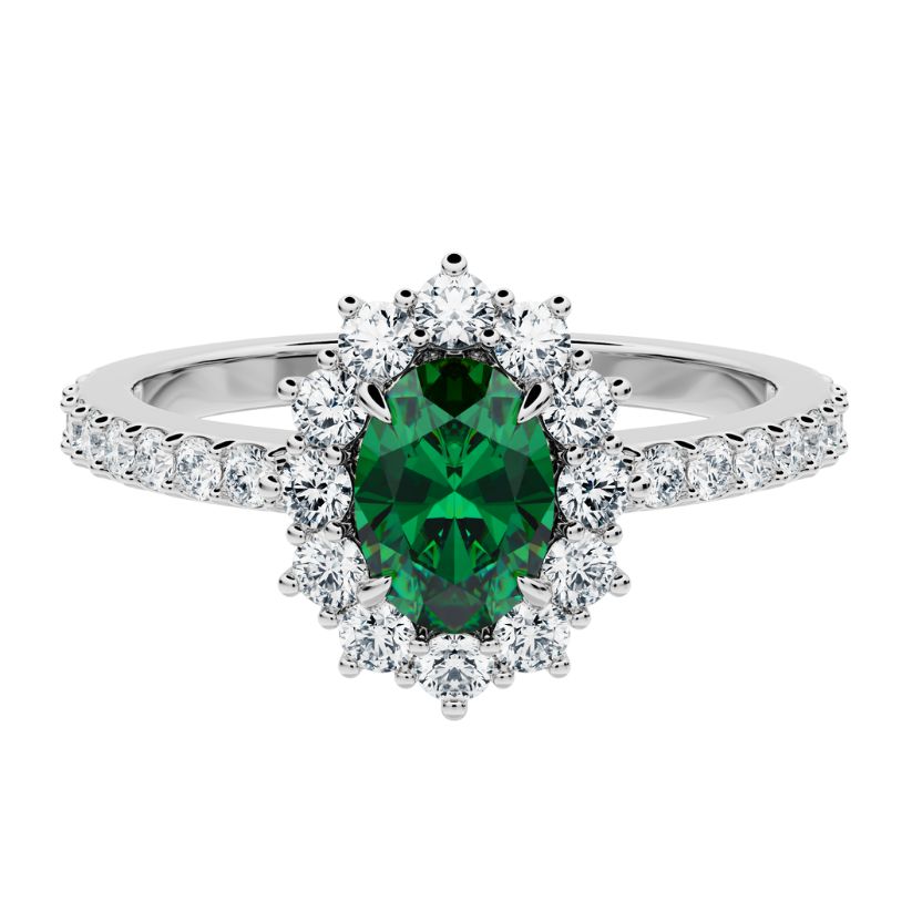 Anillo de compromiso Acompañado Kate Esmeralda con Diamantes creados