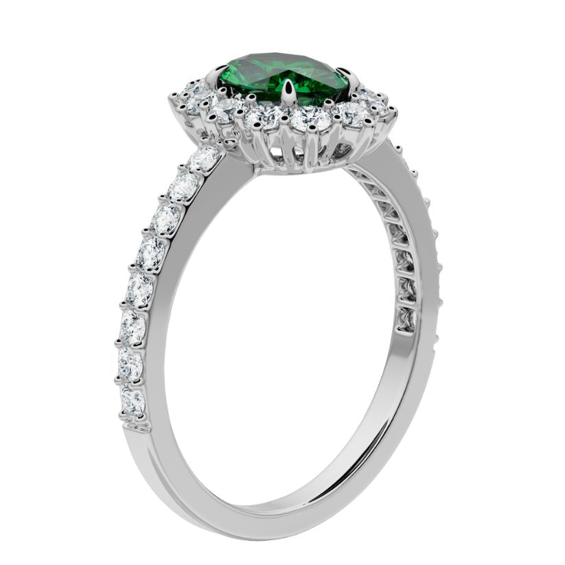 Anillo de compromiso Acompañado Kate Esmeralda con Diamantes creados