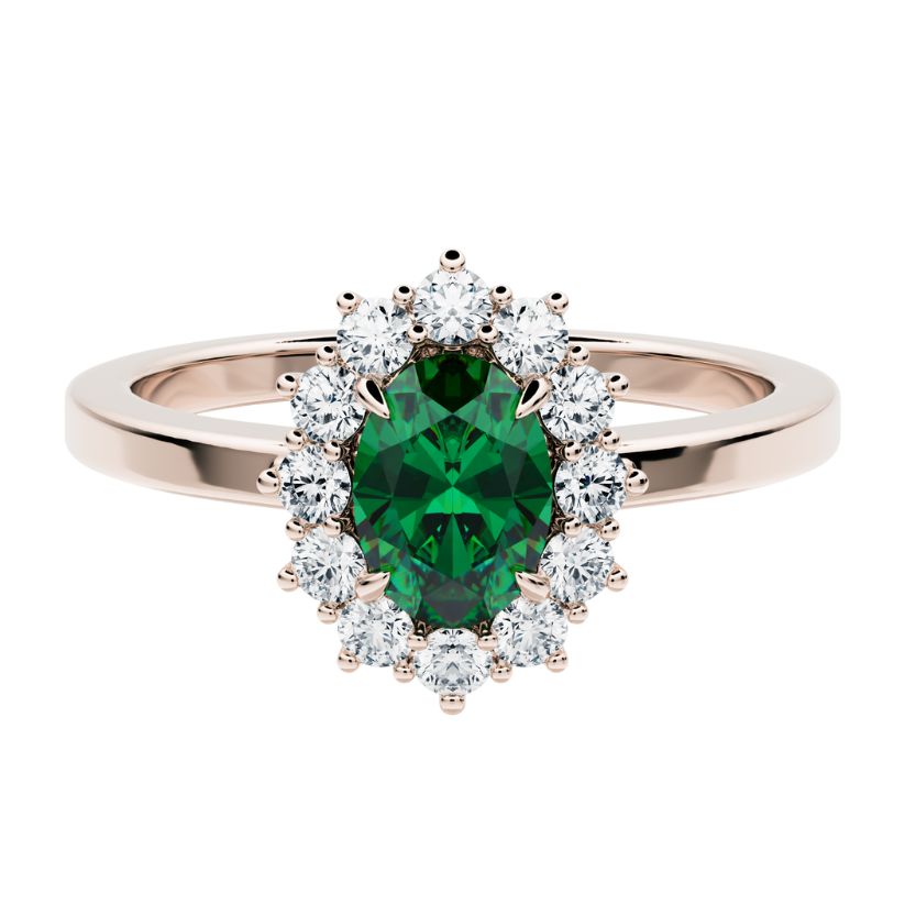 Anillo de compromiso Kate Esmeralda con Diamantes creados