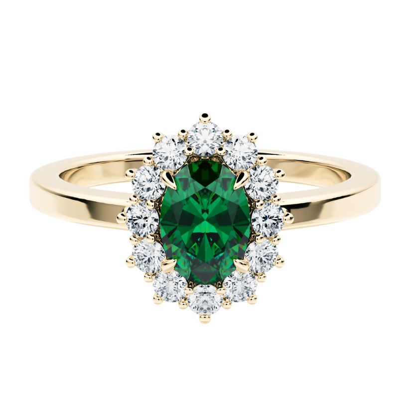 Anillo compromiso Kate Halo Esmeralda con Diamantes Laboratorio Mimoke