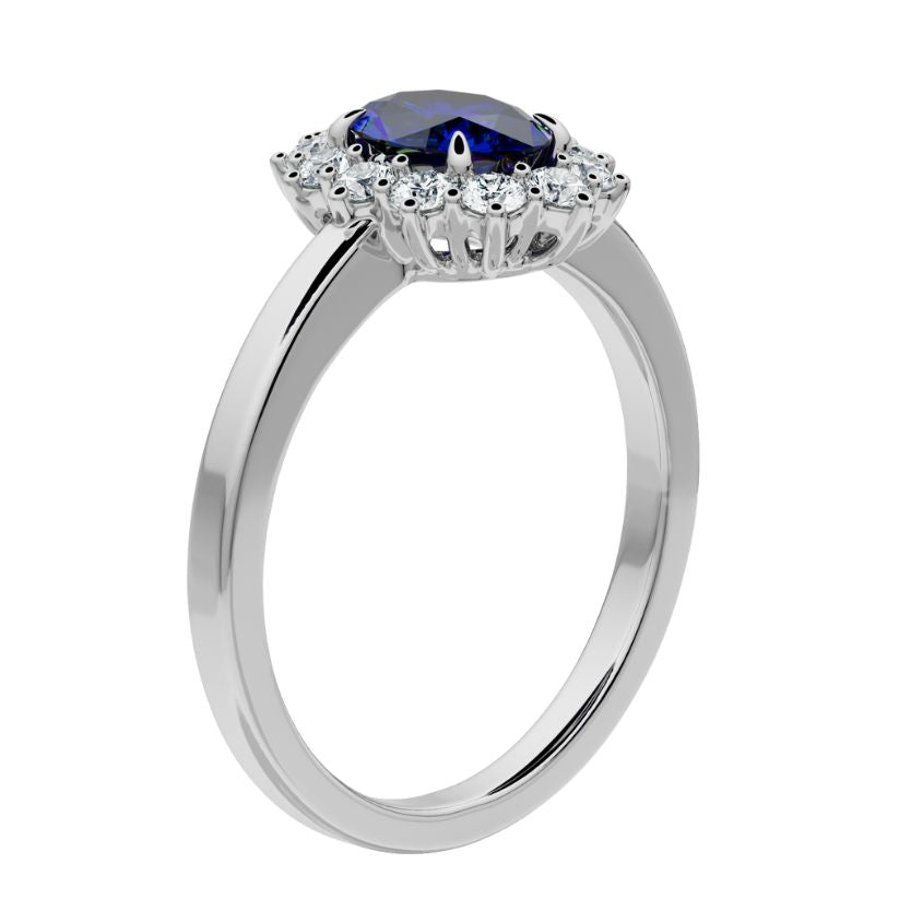 Anillo de compromiso Kate Zafiro con Diamantes creados