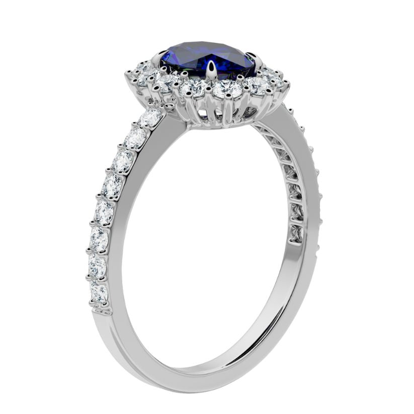 Anillo de compromiso Acompañado Kate Zafiro con Diamantes creados