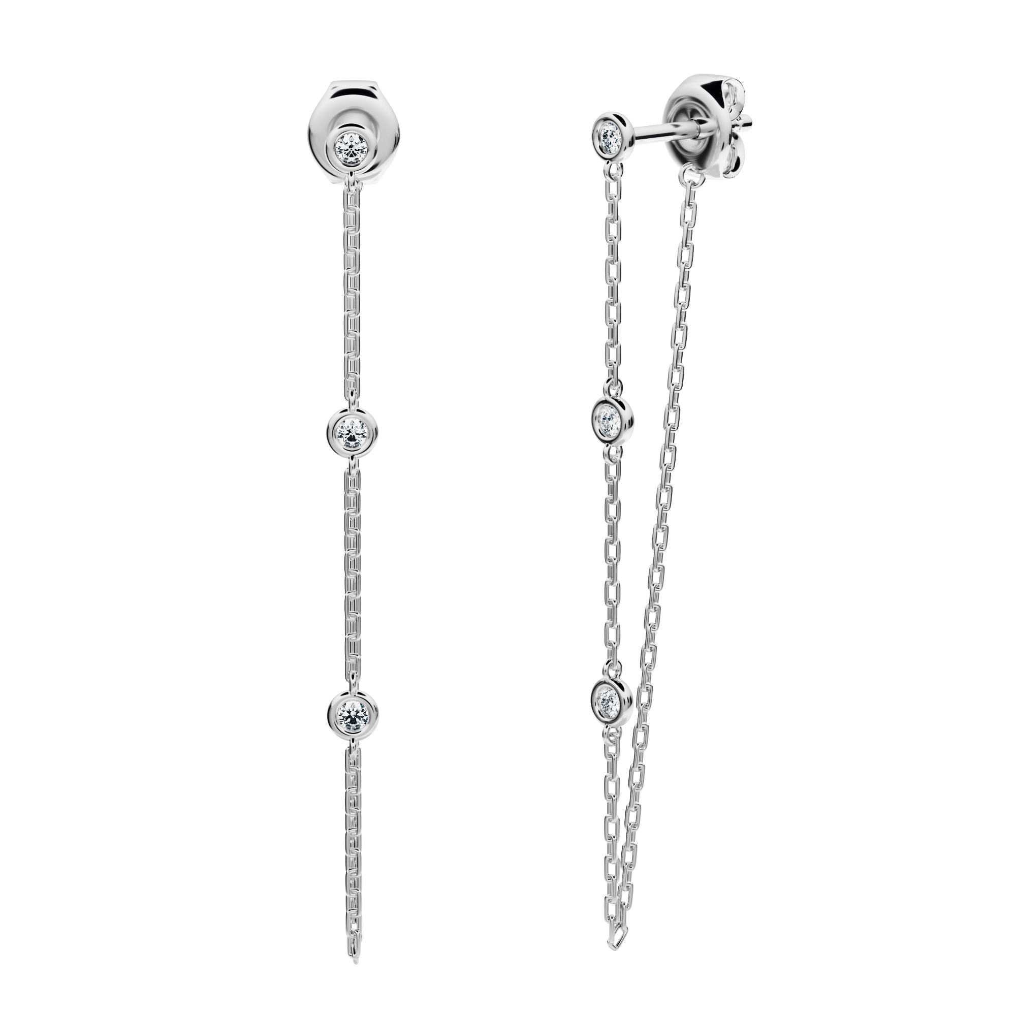 Long Lyra Earrings with created diamonds