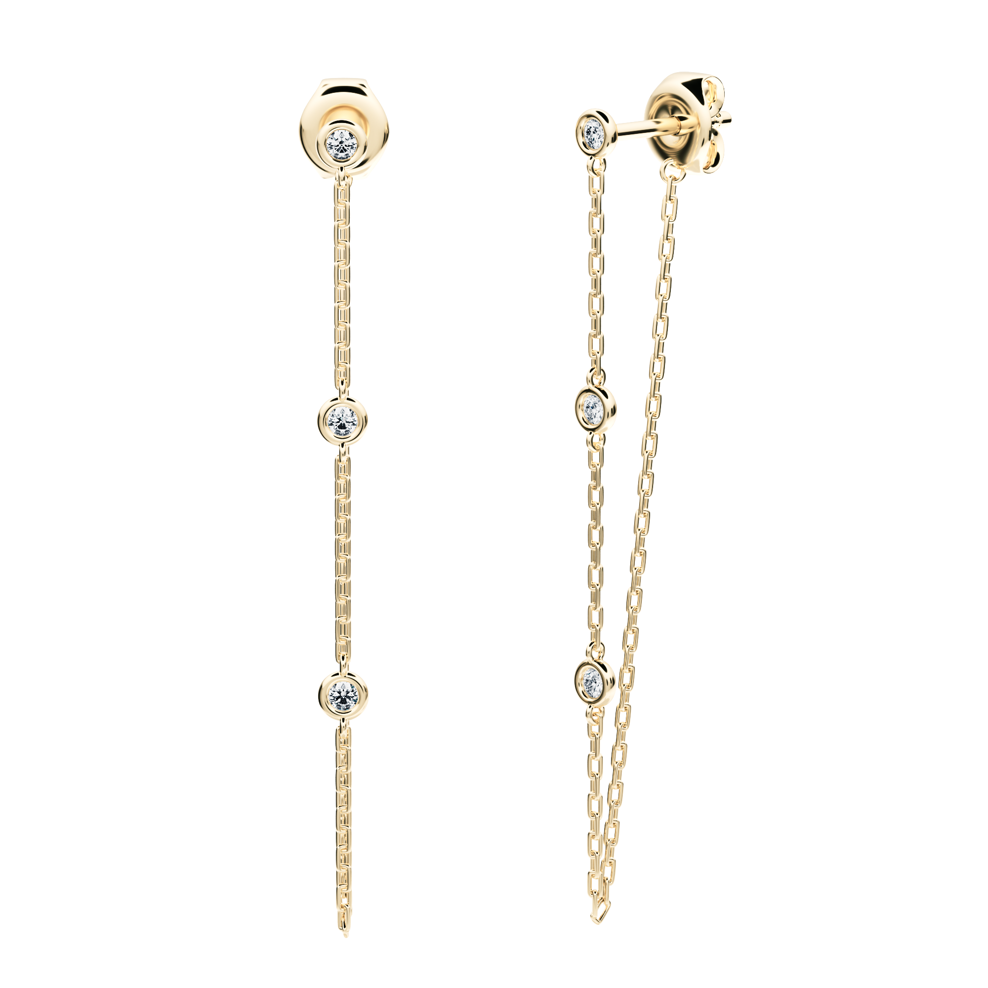 Long Lyra Earrings with created diamonds