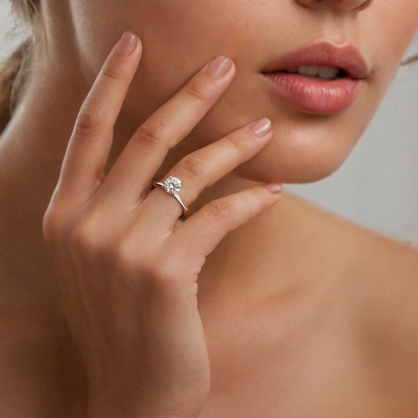 Polar Solitaire Engagement Ring with Created Diamond
