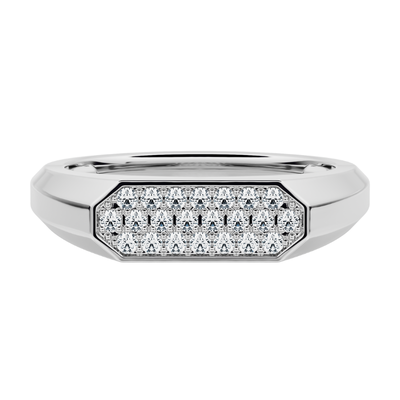 Anillo Sello Petra pavé con diamantes creados