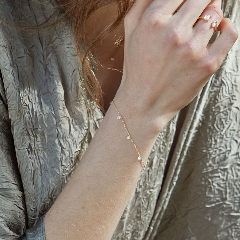 Pulsera Rock con Diamantes creados perforados