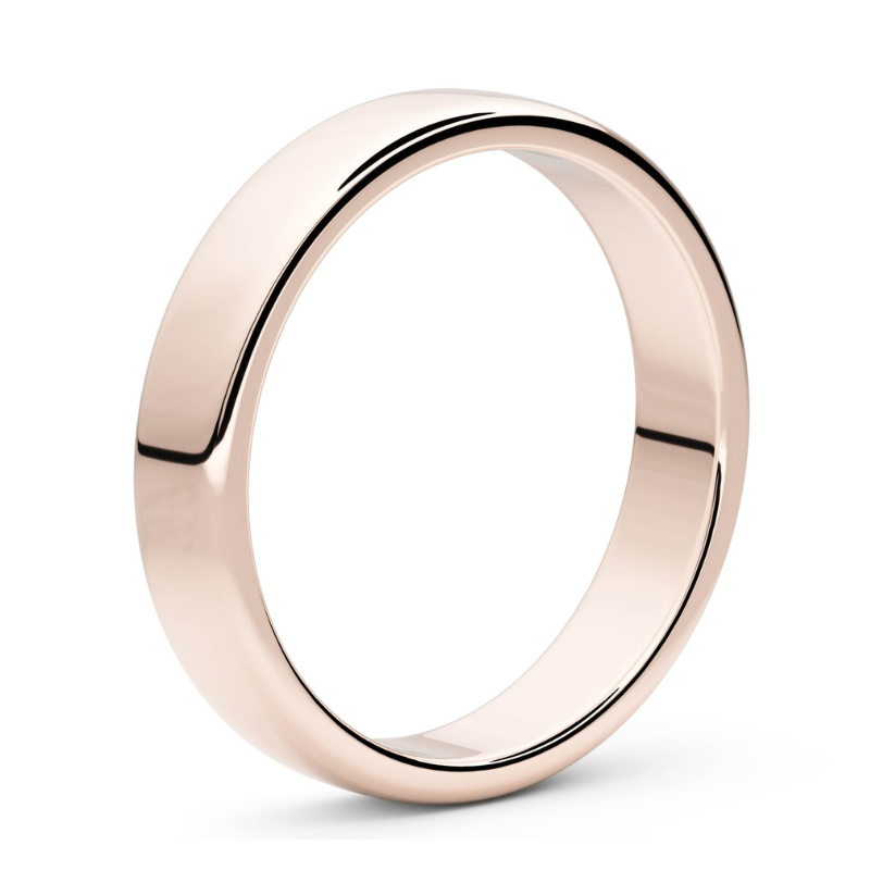 Smooth Vaal 4mm 18 carat gold ring
