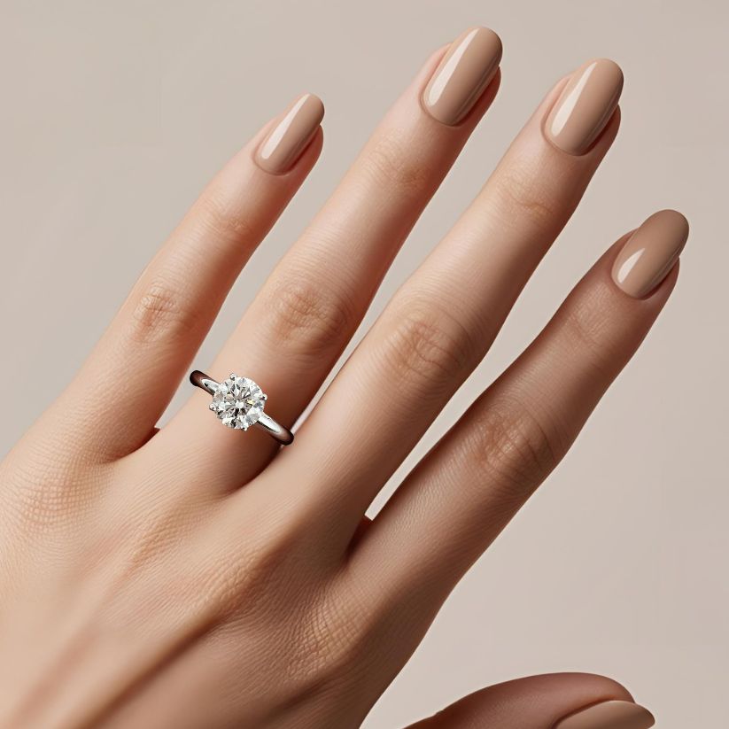 Amak Solitaire Engagement Ring with Created Diamond