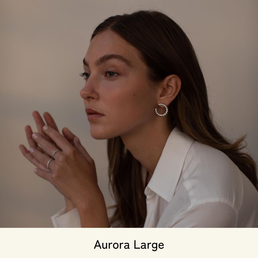 Boucles d'oreilles créoles Aurora avec diamants créés