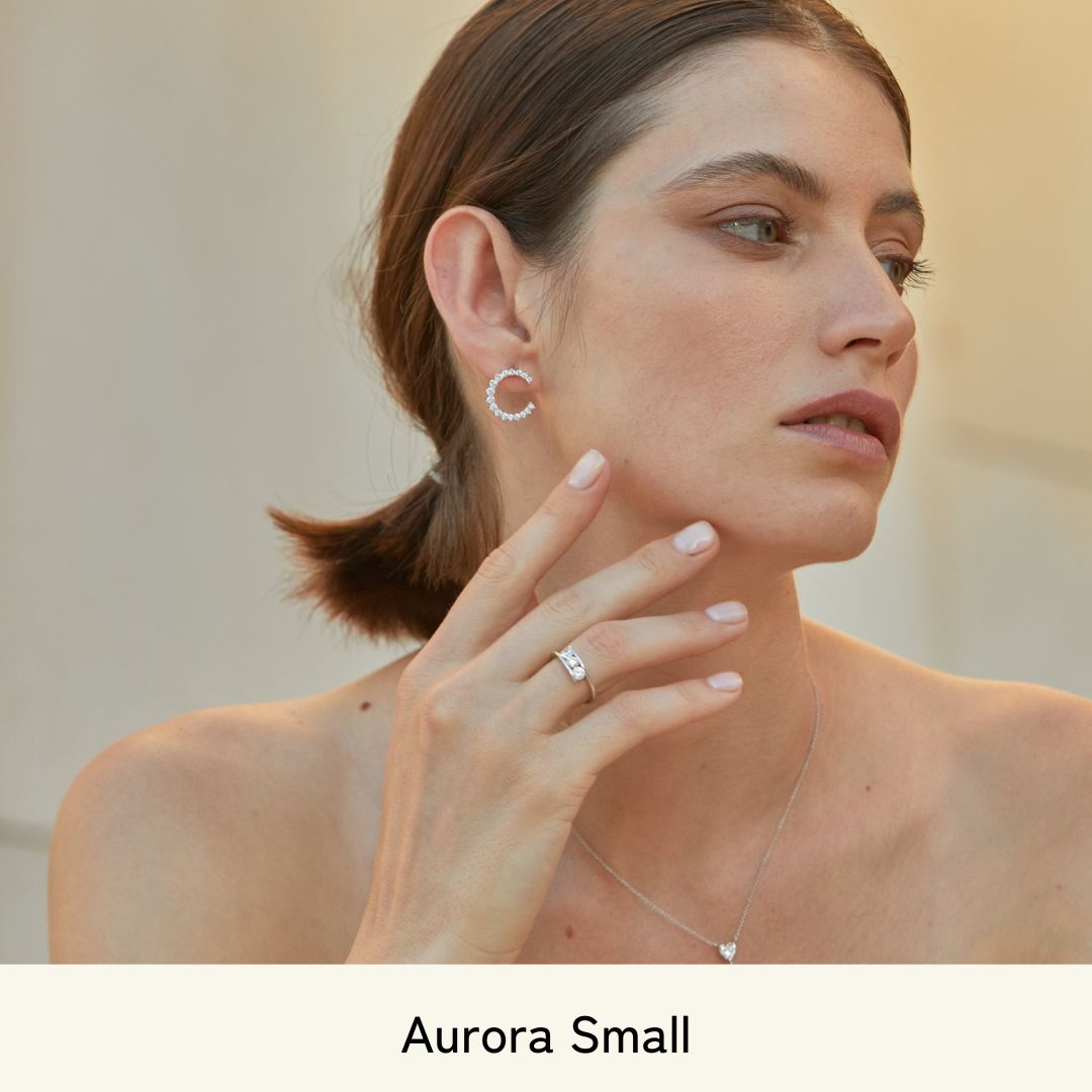 Boucles d'oreilles créoles Aurora avec diamants créés