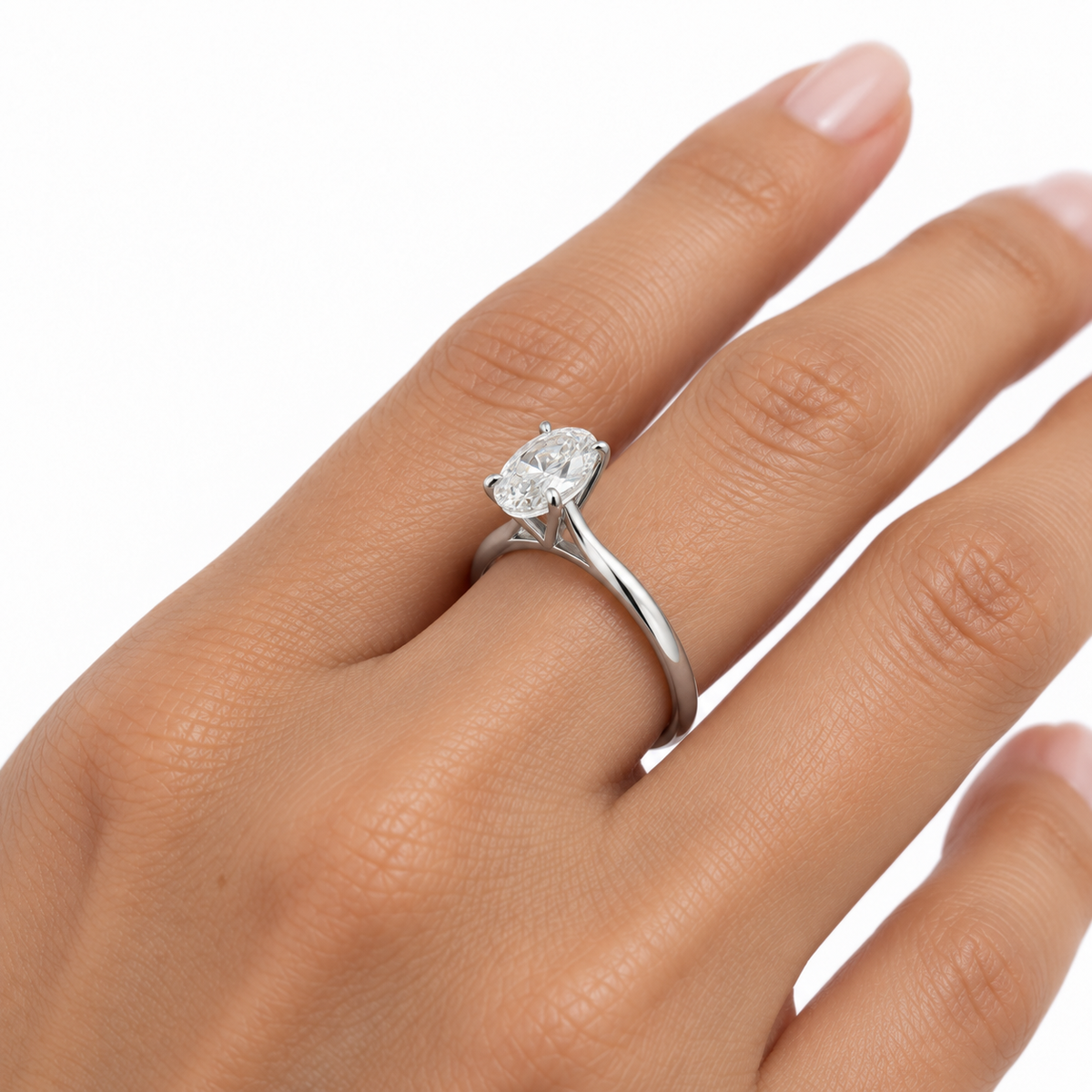 Polar Solitaire Engagement Ring with Created Diamond