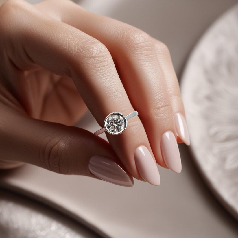 Koh Solitaire Engagement Ring with Created Diamond