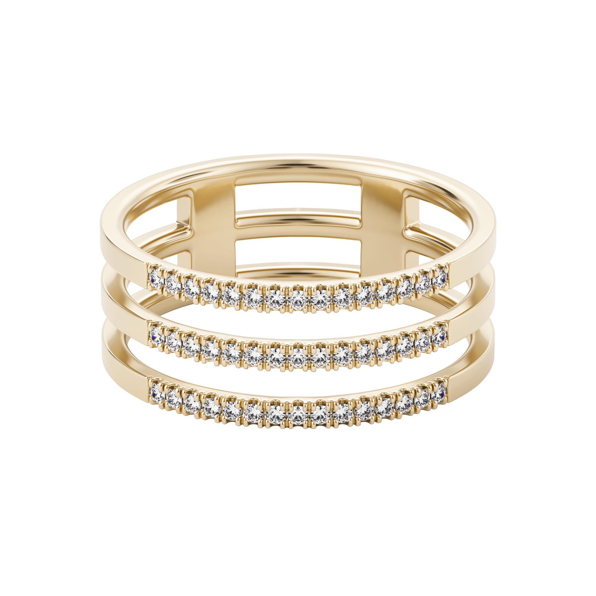 Bague Pavée Apoidea avec Diamants Créés