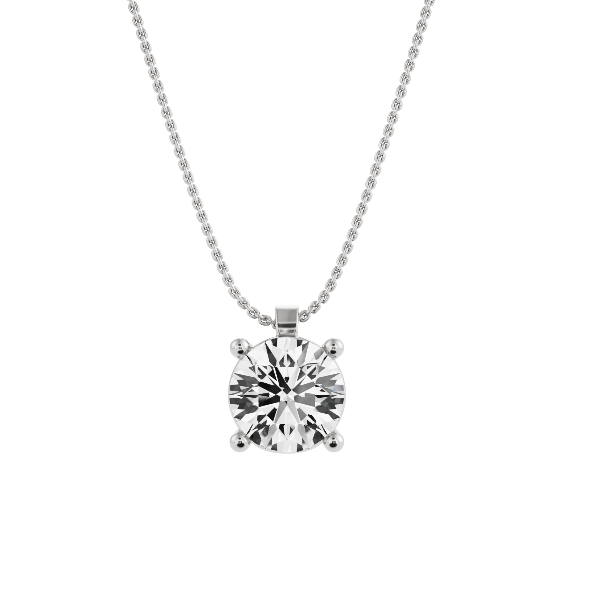 Sumin Claw Pendant with Created Diamond and Chain