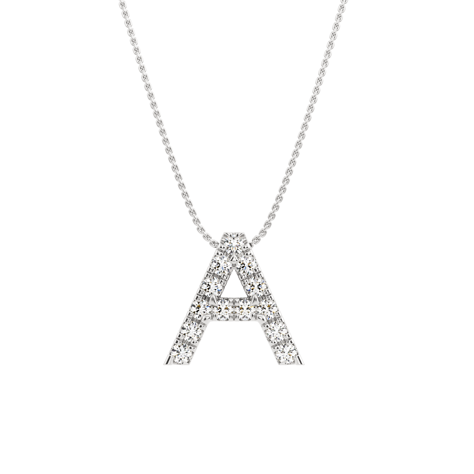 MINE Letter pendant in gold and created diamonds with its chain