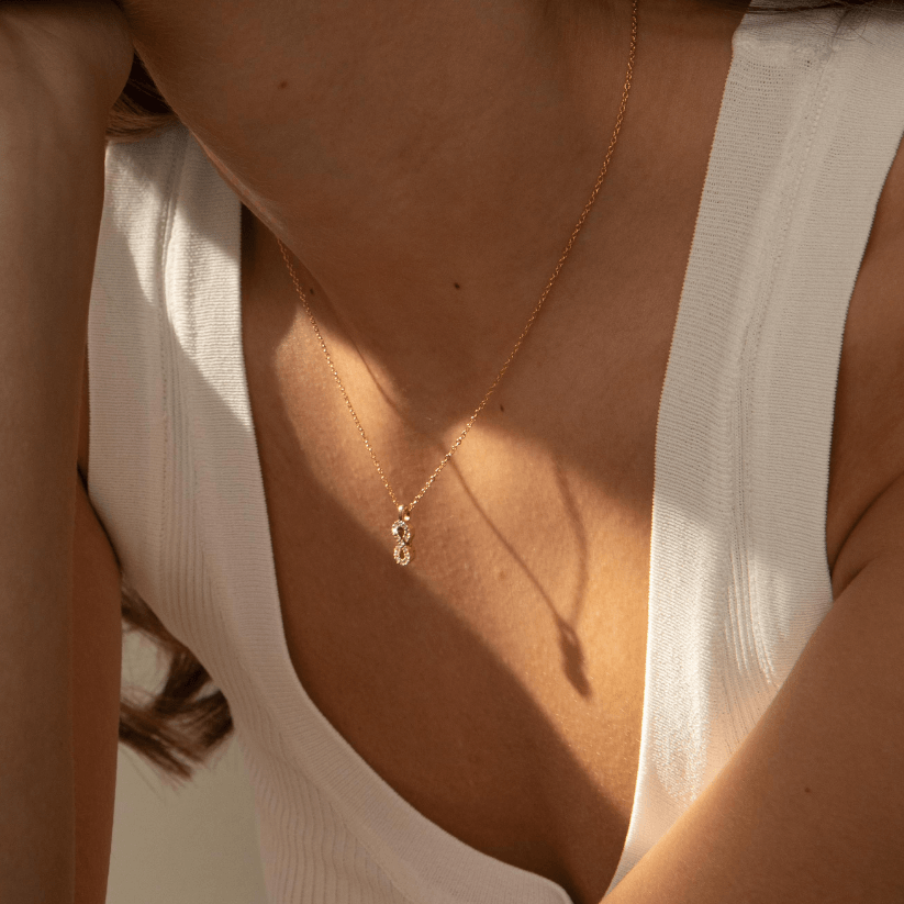Sailor Knot Pendant with Created Diamonds and its chain