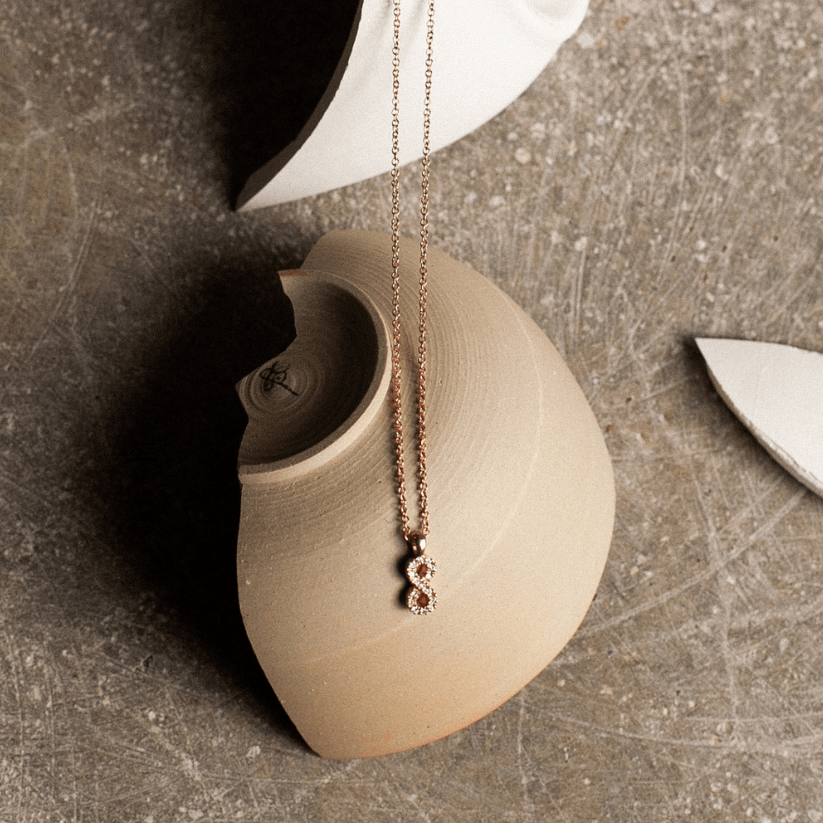 Sailor Knot Pendant with Created Diamonds and its chain