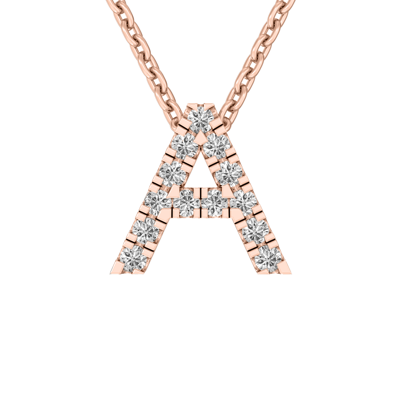 MINE Letter pendant in gold and created diamonds with its chain