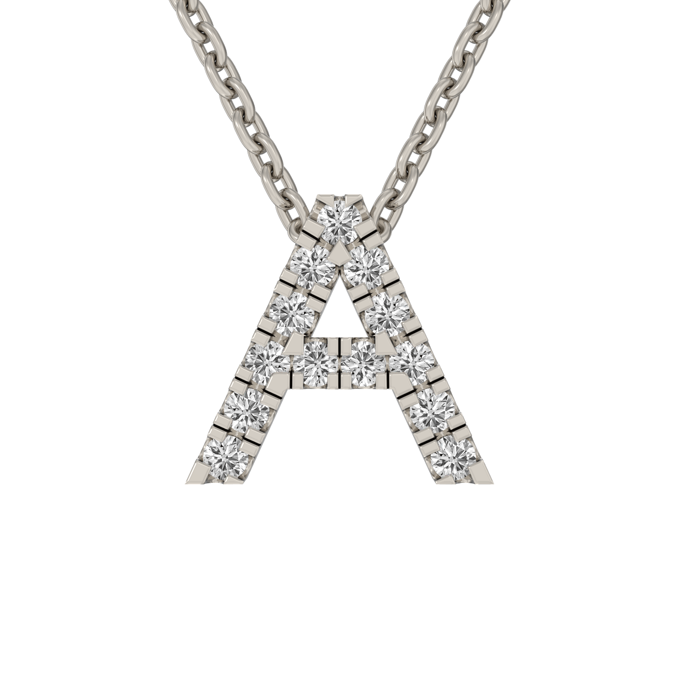 MINE Letter pendant in gold and created diamonds with its chain