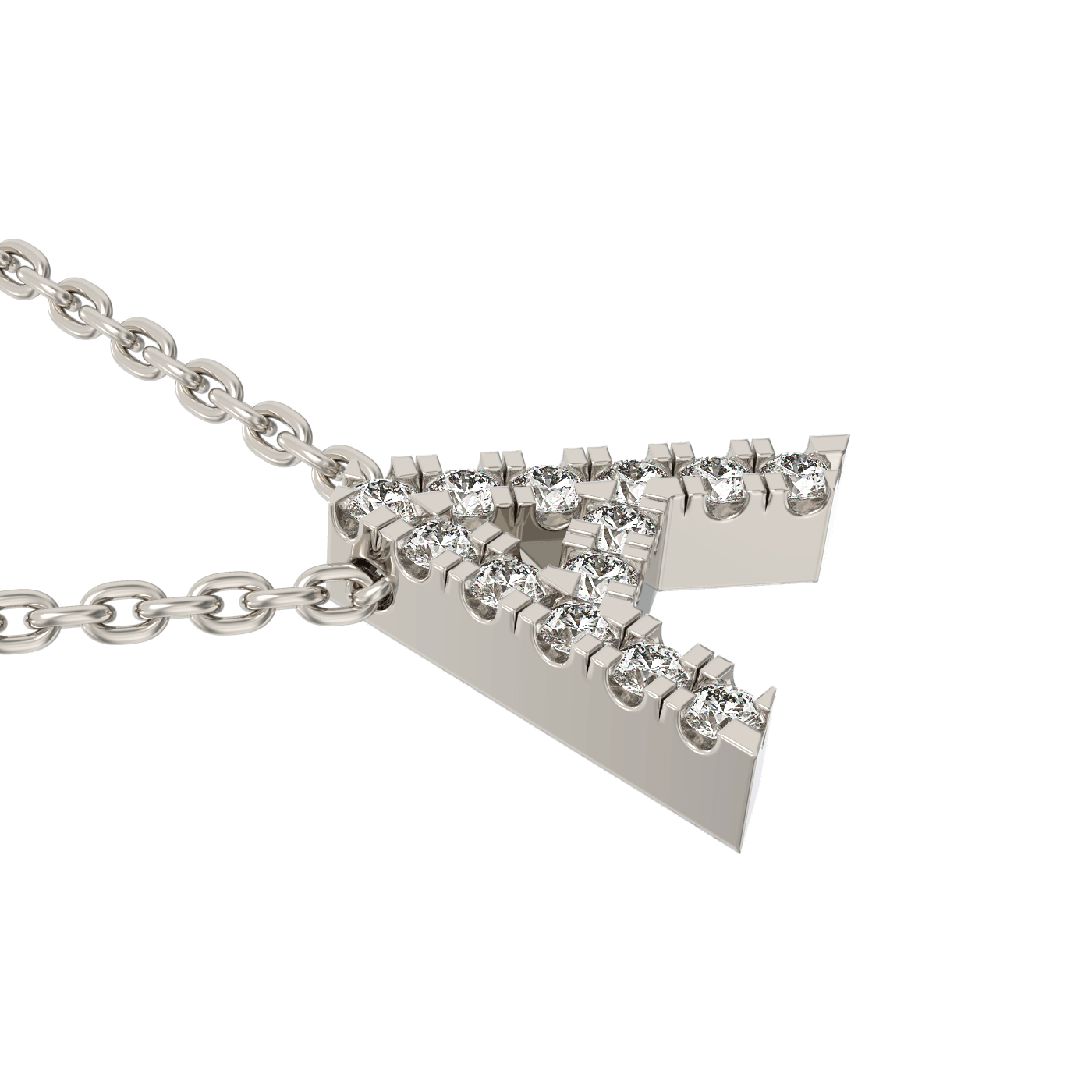 MINE Letter pendant in gold and created diamonds with its chain