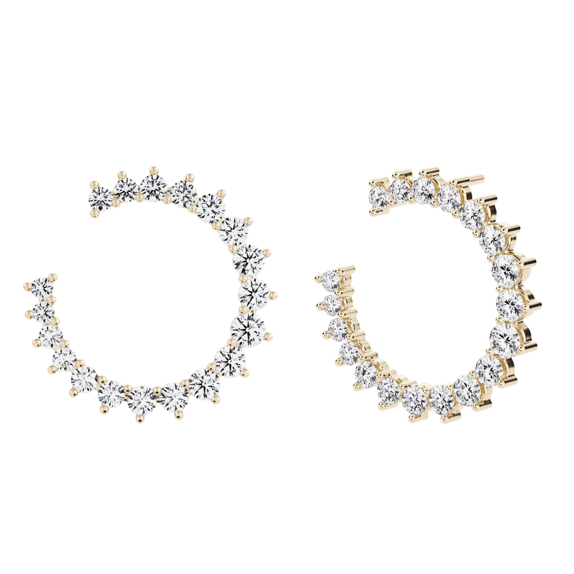 Boucles d'oreilles créoles Aurora avec diamants créés